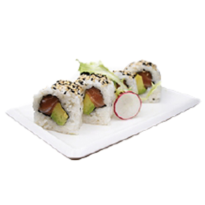 Uramaki de salmón y aguacate