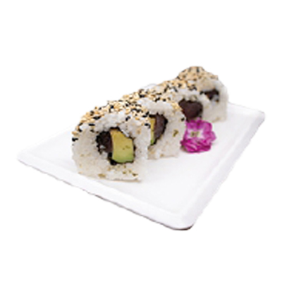 Uramaki de atún,  aguacate y sésamo